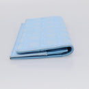 CHANEL New Travel line Long Wallet Nylon Light Blue Silver CC Auth SK325-5