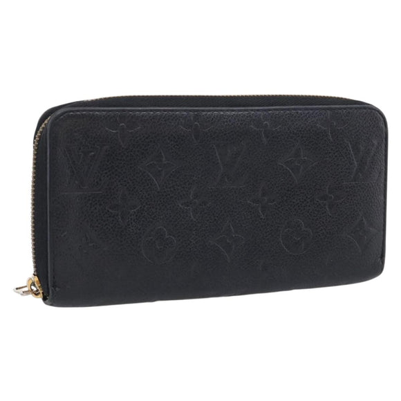LOUIS VUITTON Monogram Empreinte Zippy Long Wallet Black M61864 LV Auth SK326