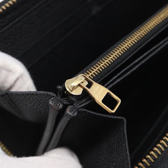 LOUIS VUITTON Monogram Empreinte Zippy Long Wallet Black M61864 LV Auth SK326