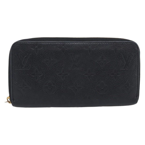 LOUIS VUITTON Monogram Empreinte Zippy Long Wallet Black M61864 LV Auth SK326