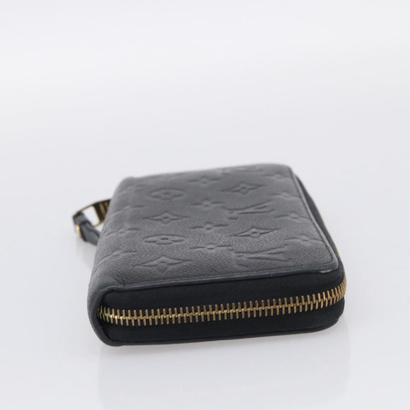 LOUIS VUITTON Monogram Empreinte Zippy Long Wallet Black M61864 LV Auth SK326
