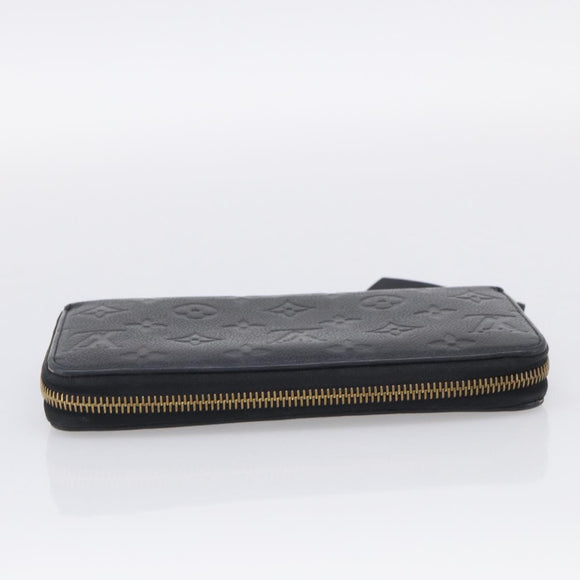 LOUIS VUITTON Monogram Empreinte Zippy Long Wallet Black M61864 LV Auth SK326