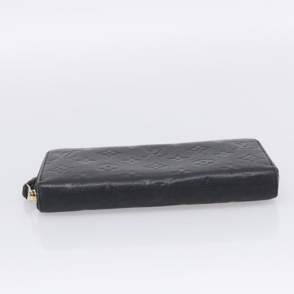 LOUIS VUITTON Monogram Empreinte Zippy Long Wallet Black M61864 LV Auth SK326