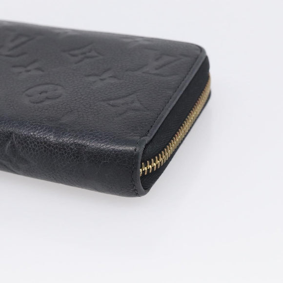 LOUIS VUITTON Monogram Empreinte Zippy Long Wallet Black M61864 LV Auth SK326