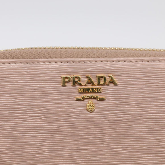 PRADA Long Wallet Safiano Leather Pink Gold Auth SK454