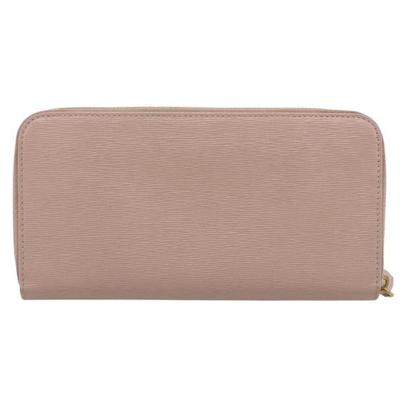 PRADA Long Wallet Safiano Leather Pink Gold Auth SK454