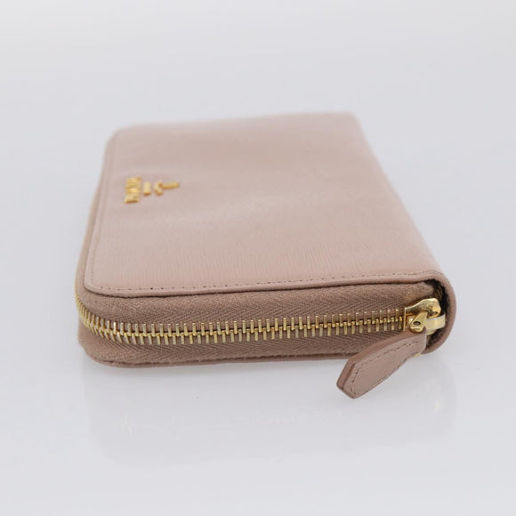 PRADA Long Wallet Safiano Leather Pink Gold Auth SK454