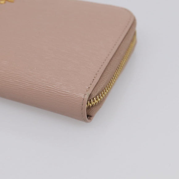 PRADA Long Wallet Safiano Leather Pink Gold Auth SK454