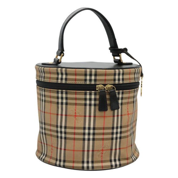 Burberrys Nova Check Vanity Cosmetic Pouch Canvas Beige Gold Auth SW019