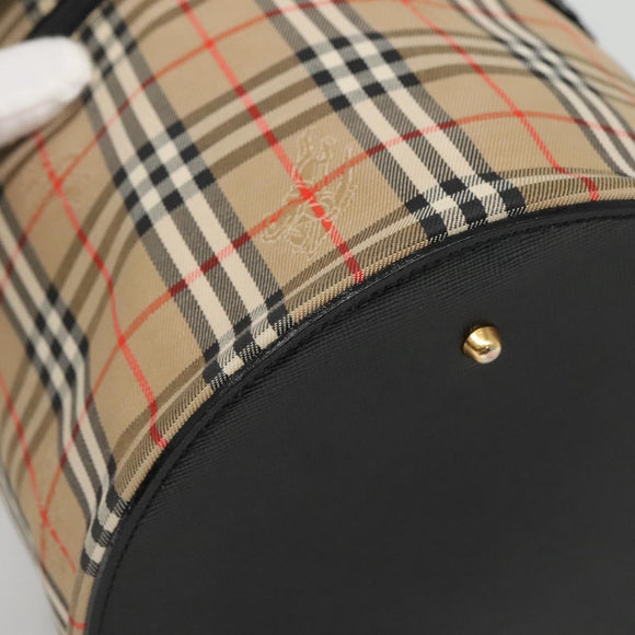 Burberrys Nova Check Vanity Cosmetic Pouch Canvas Beige Gold Auth SW019