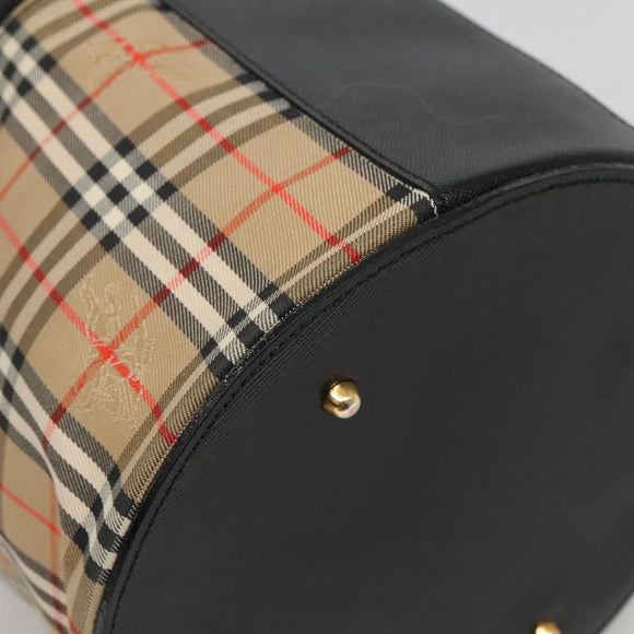 Burberrys Nova Check Vanity Cosmetic Pouch Canvas Beige Gold Auth SW019