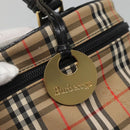Burberrys Nova Check Vanity Cosmetic Pouch Canvas Beige Gold Auth SW019-10
