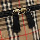 Burberrys Nova Check Vanity Cosmetic Pouch Canvas Beige Gold Auth SW019-17