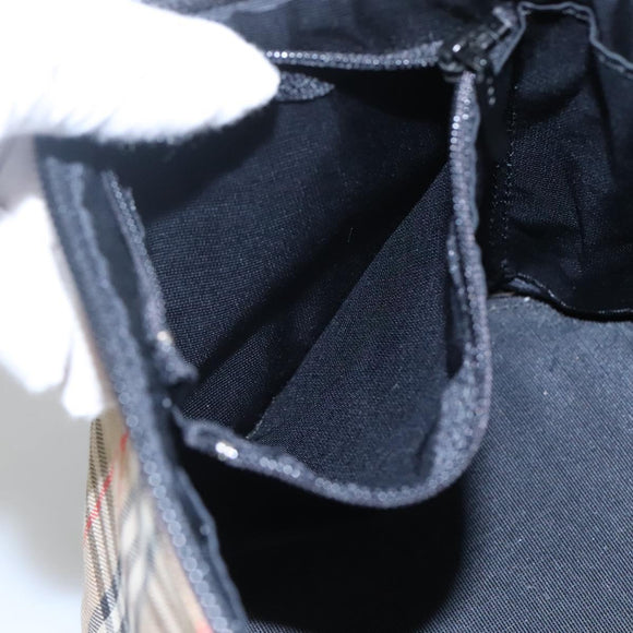 Burberrys Nova Check Vanity Cosmetic Pouch Canvas Beige Gold Auth SW019