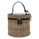 Burberrys Nova Check Vanity Cosmetic Pouch Canvas Beige Gold Auth SW019-2