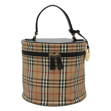 Burberrys Nova Check Vanity Cosmetic Pouch Canvas Beige Gold Auth SW019 - 0