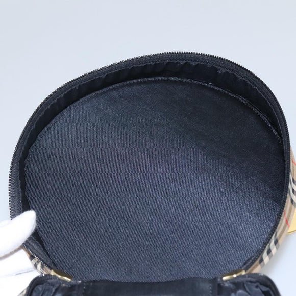 Burberrys Nova Check Vanity Cosmetic Pouch Canvas Beige Gold Auth SW019