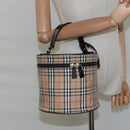 Burberrys Nova Check Vanity Cosmetic Pouch Canvas Beige Gold Auth SW019-21