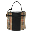 Burberrys Nova Check Vanity Cosmetic Pouch Canvas Beige Gold Auth SW019-2