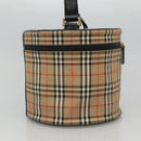Burberrys Nova Check Vanity Cosmetic Pouch Canvas Beige Gold Auth SW019-3