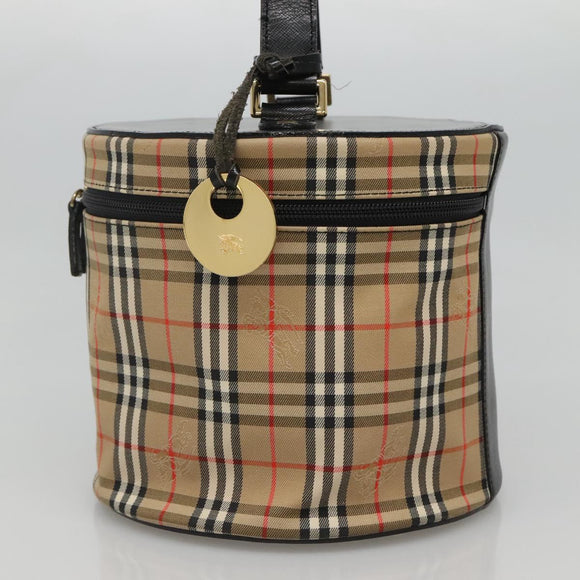 Burberrys Nova Check Vanity Cosmetic Pouch Canvas Beige Gold Auth SW019