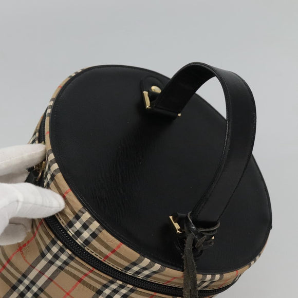 Burberrys Nova Check Vanity Cosmetic Pouch Canvas Beige Gold Auth SW019