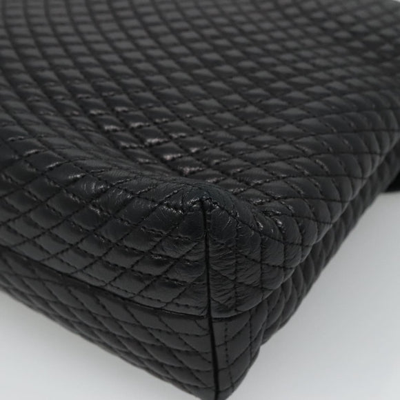 BALLY Quilted Hand Bag Leather Black Auth SW022