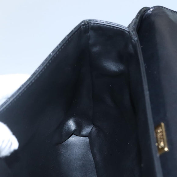 BALLY Quilted Hand Bag Leather Black Auth SW022