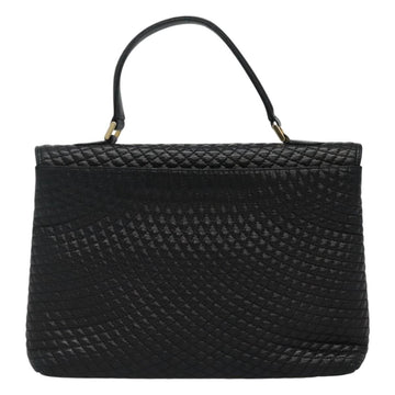 BALLY Quilted Hand Bag Leather Black Auth SW022 - 0