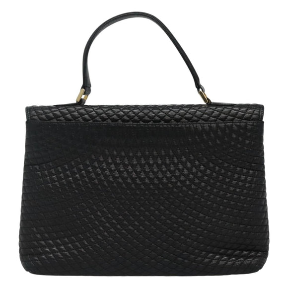 BALLY Quilted Hand Bag Leather Black Auth SW022