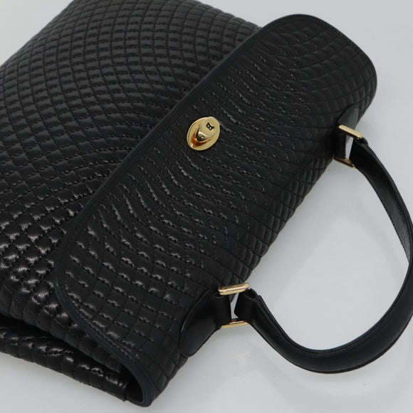 BALLY Quilted Hand Bag Leather Black Auth SW022