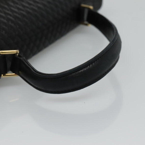 BALLY Quilted Hand Bag Leather Black Auth SW022