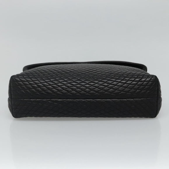 BALLY Quilted Hand Bag Leather Black Auth SW022