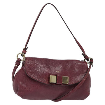 Chloe Lily Shoulder Bag Leather Wine Red Auth sw081