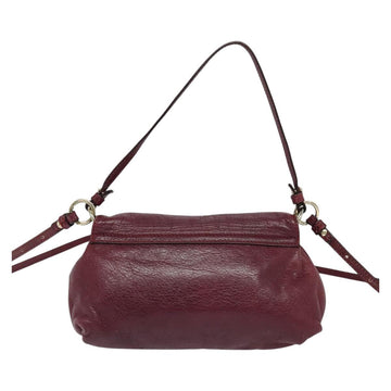 Chloe Lily Shoulder Bag Leather Wine Red Auth sw081 - 0