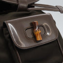 GUCCI Bamboo Backpack Nylon Brown Silver 003 1998 0030 Auth sw096-21