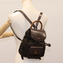 GUCCI Bamboo Backpack Nylon Brown Silver 003 1998 0030 Auth sw096-28