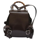 GUCCI Bamboo Backpack Nylon Brown Silver 003 1998 0030 Auth sw096-2