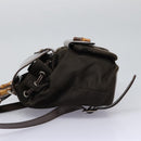 GUCCI Bamboo Backpack Nylon Brown Silver 003 1998 0030 Auth sw096-3