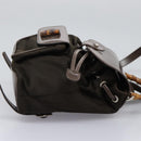 GUCCI Bamboo Backpack Nylon Brown Silver 003 1998 0030 Auth sw096-4
