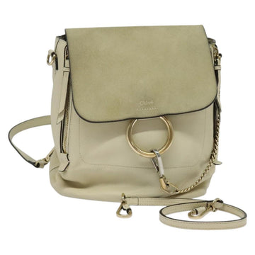 Chloe Fay Backpack Suede Leather Beige Gold Auth SW1000