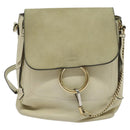 Chloe Fay Backpack Suede Leather Beige Gold Auth SW1000-2