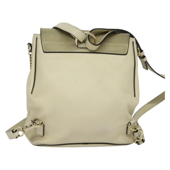 Chloe Fay Backpack Suede Leather Beige Gold Auth SW1000