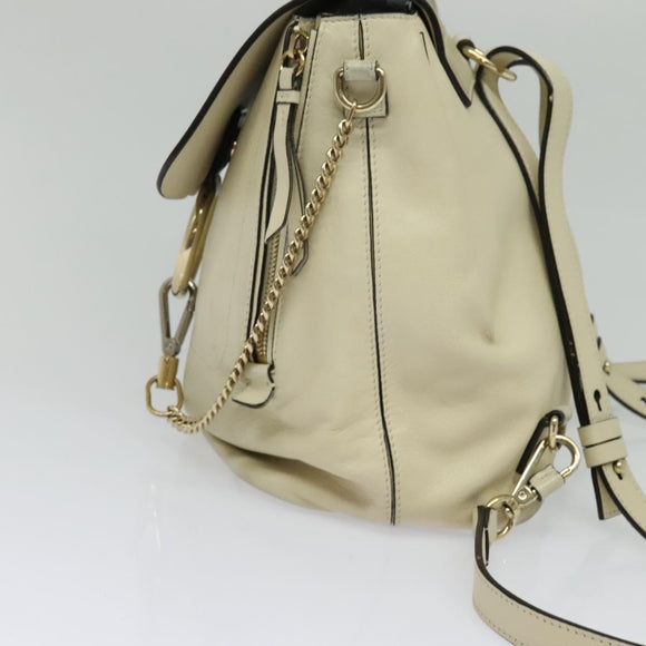 Chloe Fay Backpack Suede Leather Beige Gold Auth SW1000