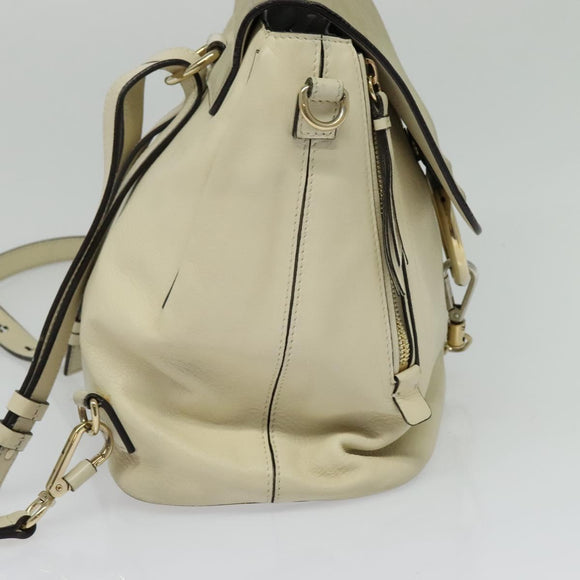 Chloe Fay Backpack Suede Leather Beige Gold Auth SW1000