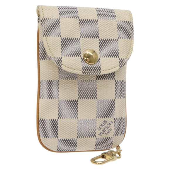 LOUIS VUITTON Damier Azur Etui Telephonne MM Cell Phone Case N60026 Auth SW1002V