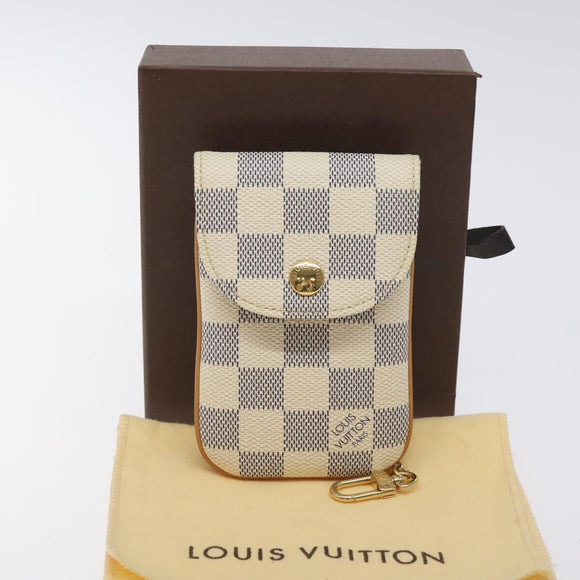 LOUIS VUITTON Damier Azur Etui Telephonne MM Cell Phone Case N60026 Auth SW1002V