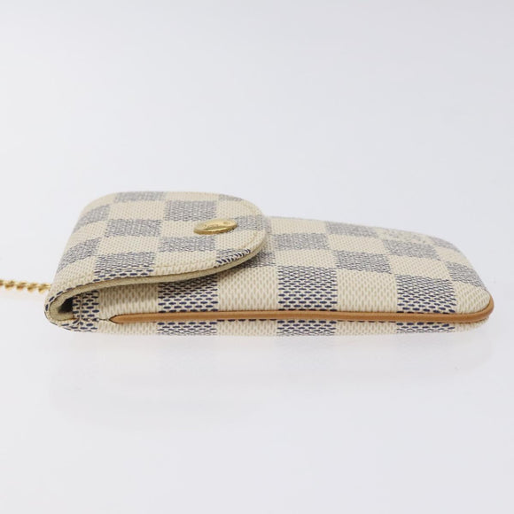 LOUIS VUITTON Damier Azur Etui Telephonne MM Cell Phone Case N60026 Auth SW1002V