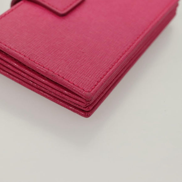 FENDI Card Case Leather Pink Gold Auth SW1004