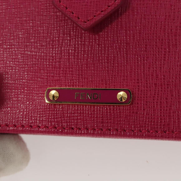 FENDI Card Case Leather Pink Gold Auth SW1004